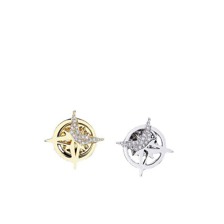 Six-pointed star brooch men's suit corsage small collar pin shirt collar buckle ins tide personality badge buckle anti-bare buckle