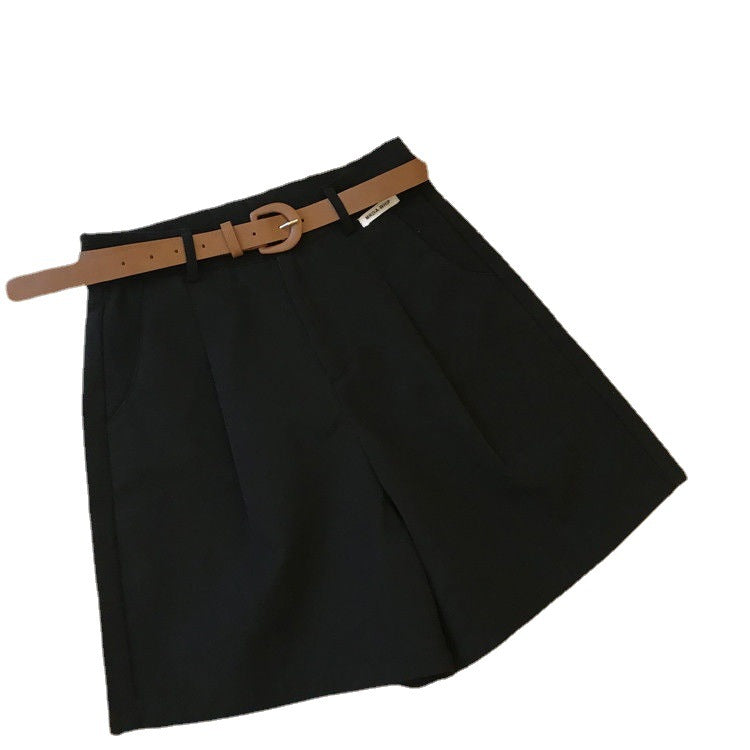 [With belt] cargo wide-leg pants, women's summer new thin five-point pants, loose and versatile high-waisted slacks