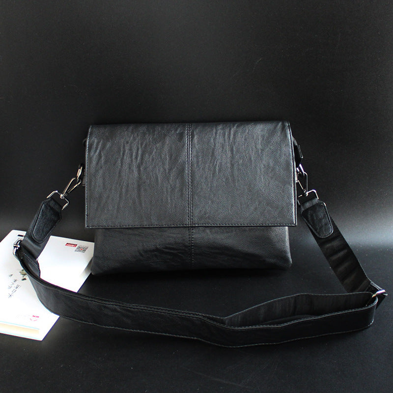 Soft leather crossbody bag men's large capacity trendy shoulder bag multi-compartment real men's bag new casual trendy men's and women's bag brand