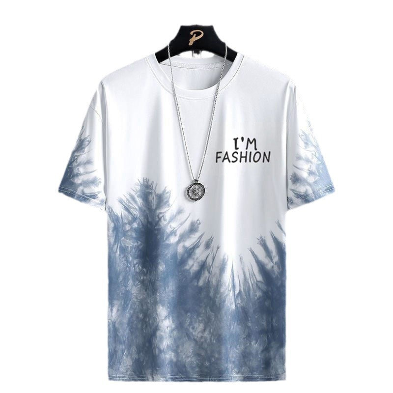 Ice Silk Short Sleeve T-Shirt Men's Summer 2024 New Trend Student Youth Half-sleeved Men's Ice Splash Ink T-shirt