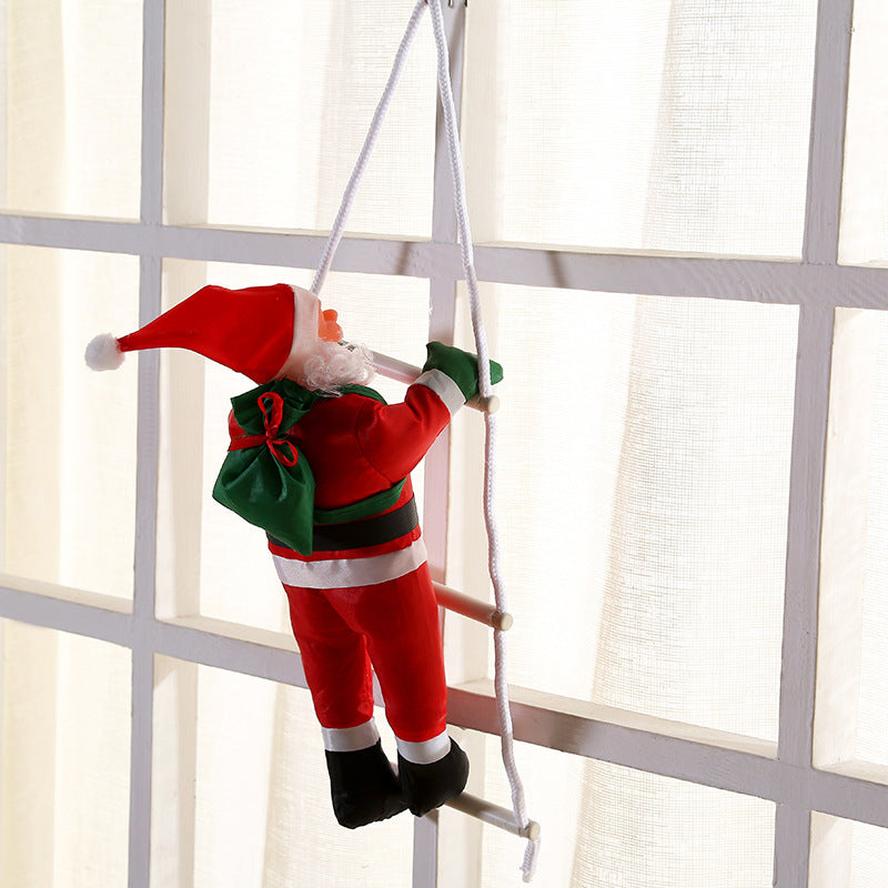 Cross-border Christmas Ladder Santa Claus Window Pendant Christmas Doll Ladder Climbing Ladder Decoration Props
