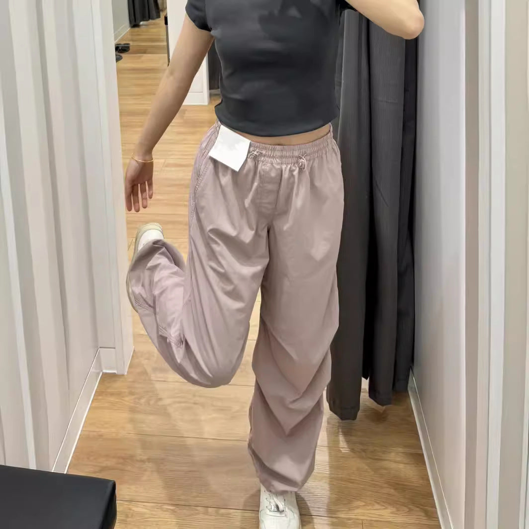 Summer 2024 New Parachute Pants Women's Casual Wide Leg Pants Sweat Wicking Quick-Drying Cargo Sweat Pants 464888