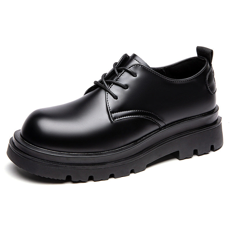 Derby Men's Shoes 2024 British Style Black Casual Leather Shoes Men's Business Formal Wear Big Toe Work Versatile Trendy Shoes