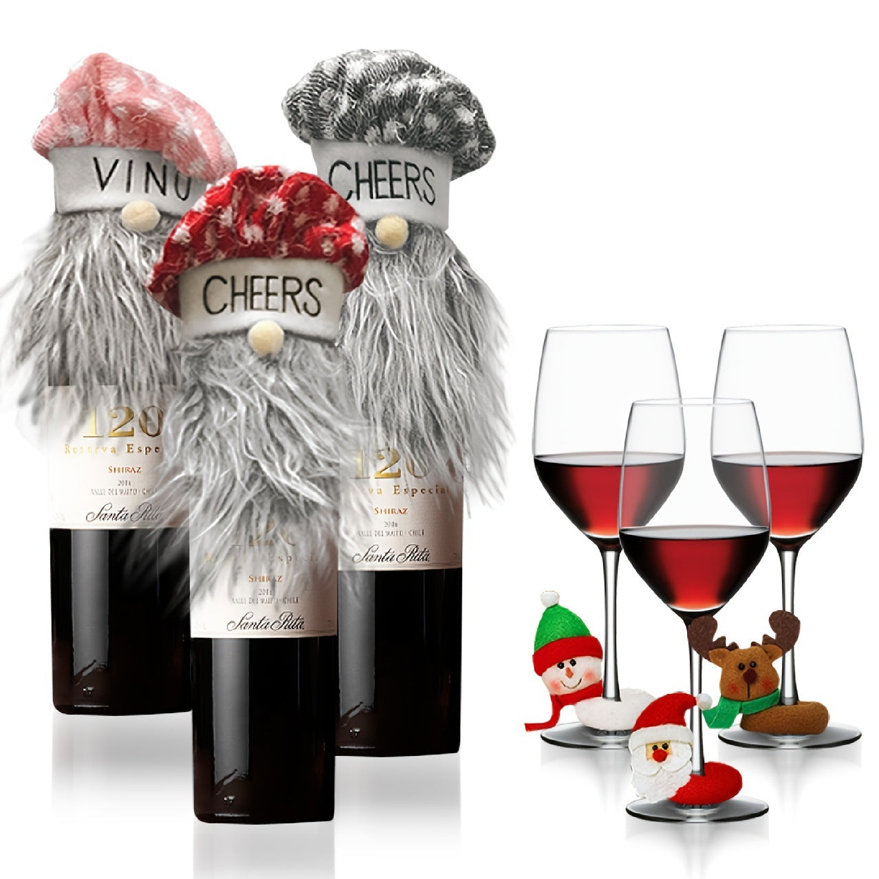 Band-aids cross-border Christmas gifts flannel wine glasses hug elderly snowman elk Christmas home decorations
