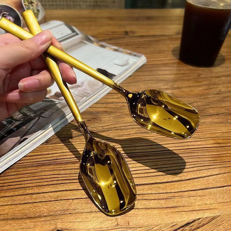 High-value stainless steel spoon household student children's eating spoon thickened long handle adult soup spoon coffee spoon