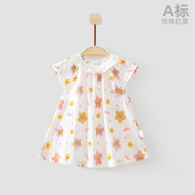 Korean children's floral skirts, girls' spring clothes, foreign girls, princess dresses, summer baby dresses, baby summer dresses