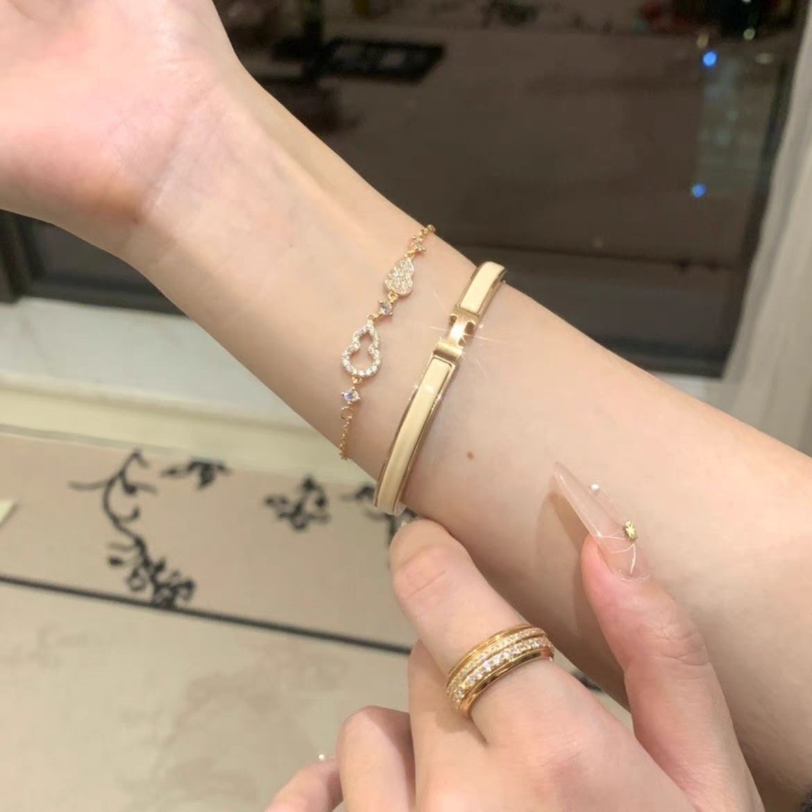 National tide Fulu double gourd bracelet women's simple niche diamond-studded ins style bracelet ethnic style accessories girlfriend gifts