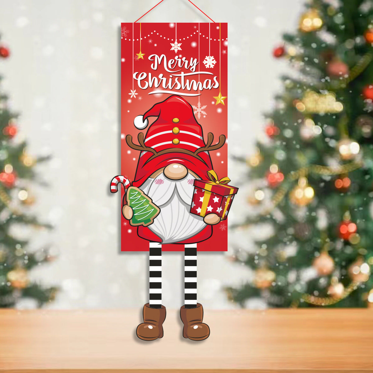 Cross-border classic plaid Christmas flag decoration couplet lantern elf family restaurant KTV shopping mall holiday decoration