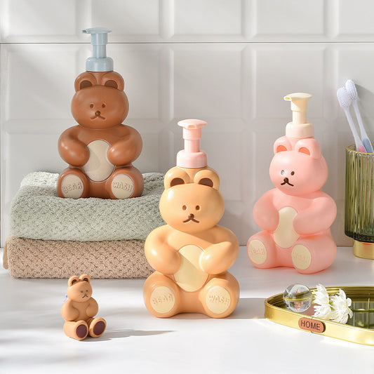 Korean cartoon bear sparkling bottle cute press-type portion bottle hand sanitizer mousse foam bottle travel foam bottle