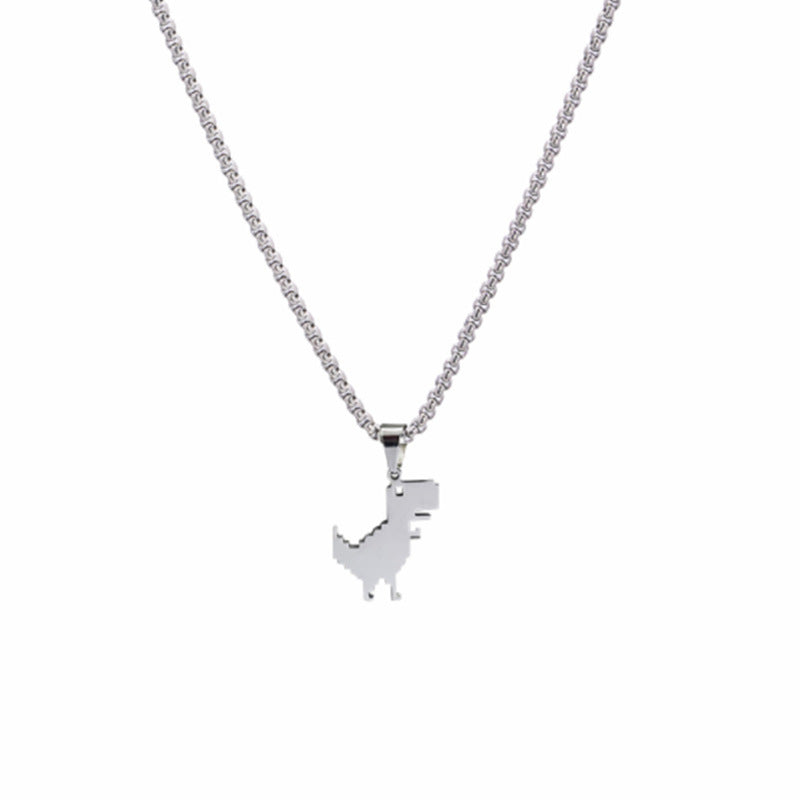 New necklace men's small dinosaur pendant ins hip hop trendy brand pendant summer niche design trend pendant chain