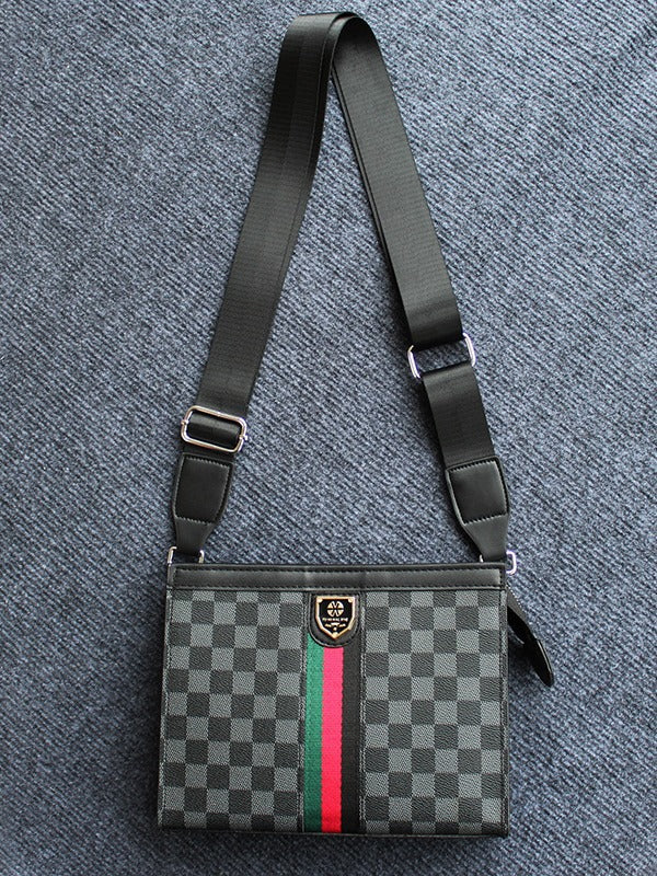 2024 New Crossbody Bag Men's Business Hard Shoulder Bag Large Capacity Plaid Tide Bag Multifunctional Men's Bag Handbag Women