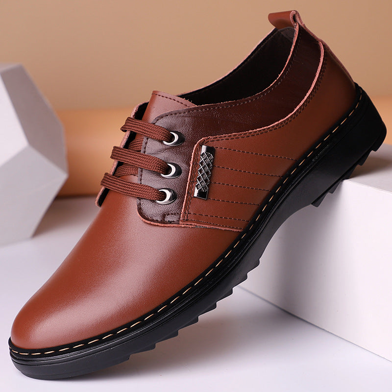 Men's leather shoes, British style, versatile, casual soft-soled beanie shoes, business formal wear trends, slip-on loafers, men's shoes