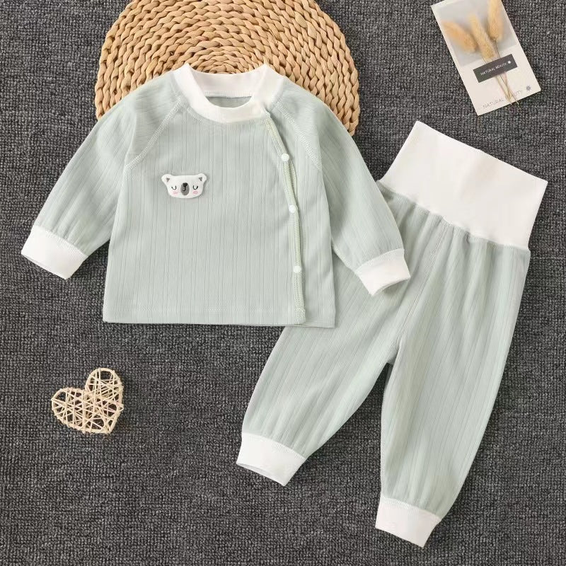 Autumn clothes and pants sets, spring and autumn cotton children's underwear, split baby close-fittings, baby base pajamas, warm clothes
