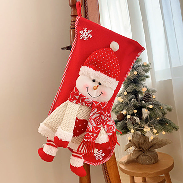 Christmas sock bag knitted three-dimensional old man snowman gift bag Christmas Eve candy socks children's Christmas gift socks