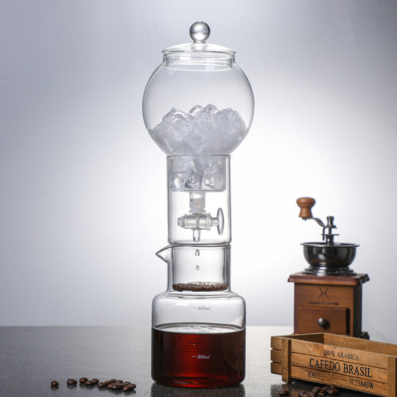 [New Smoke Grey Ice Drip Pot] Nordic Wind Glass Cold Brew Coffee Maker Set Drip Filter Ice Drip Pot