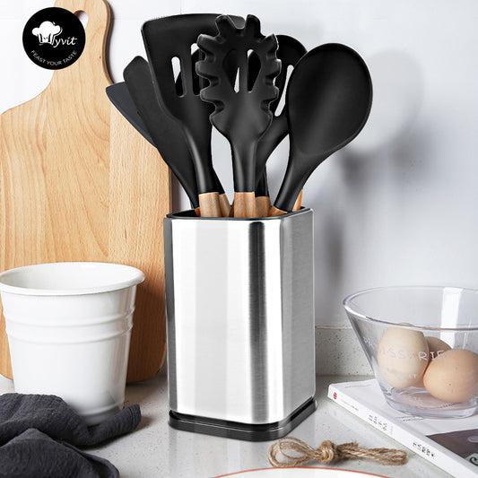 Storage knife holder bucketstainless steel knife holder drainable knife rack large and small kitchen knife holder kitchen supplies storage rack