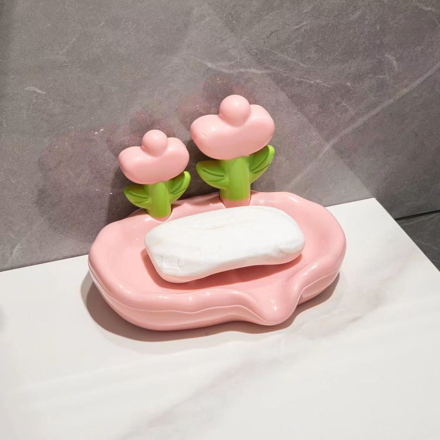 [Free shipping] flowers, light luxury, Internet celebrity soap boxes, plastic drainable washbasins, high-grade shelves, soap boxes