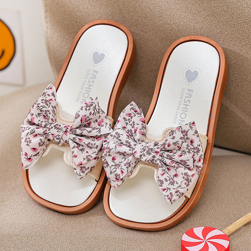 Girls wear non-slip soft-soled bow princess sandals outside, indoor large, medium and small children's baby kindergarten beach shoes