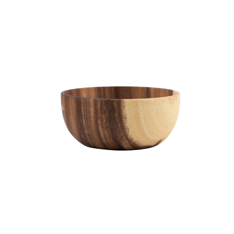 Acacia Wood Japanese Style Children's Wooden Bowl Creative Baby Wooden Ramen Rice Bowl Soup Bowl Instant Noodle Bowl Ins Tableware Set