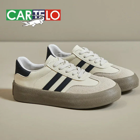 Unisex genuine leather German training shoes 2024 new hot couple retro German training small white shoes men's new canvas shoes