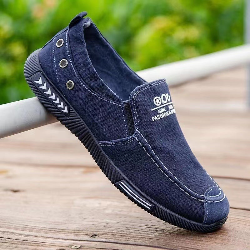 Old Beijing cloth shoes men's spring new casual canvas shoes low-top breathable slip-on shoes soft-soled work shoes