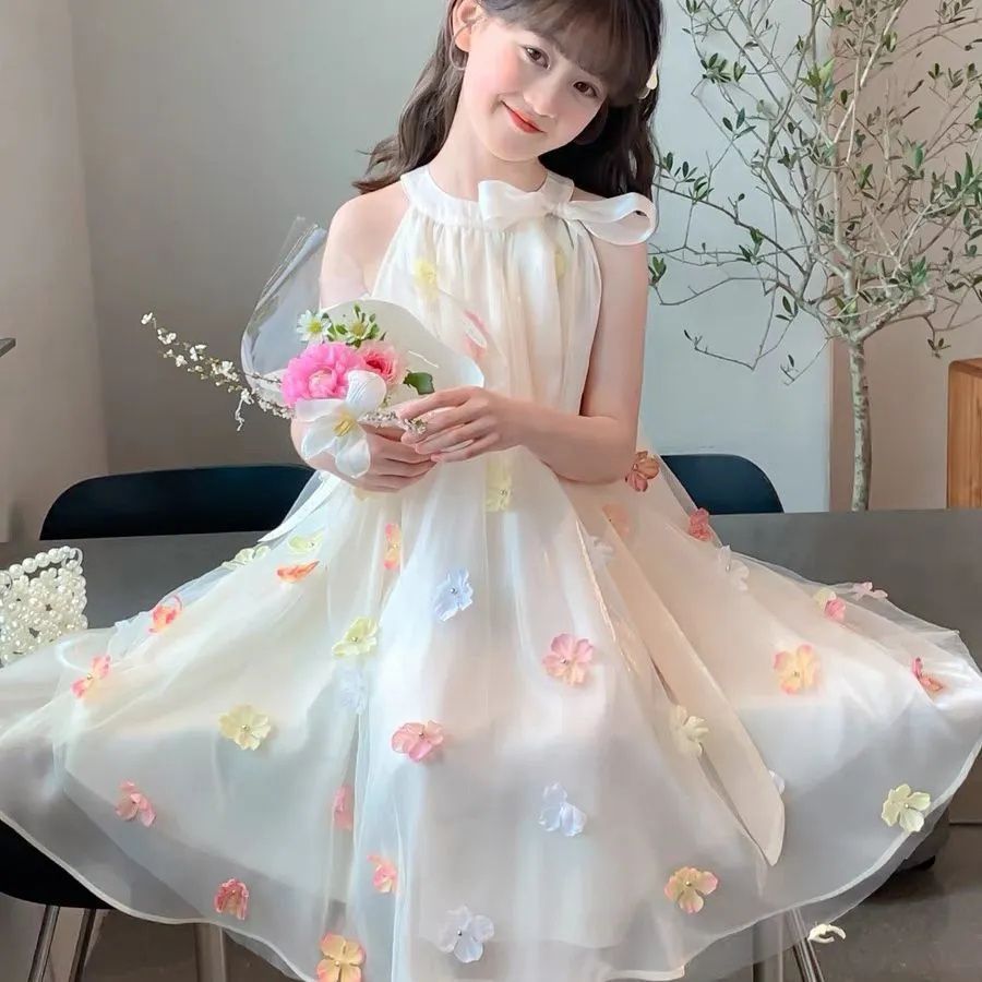 Girls Skirt Summer Style 2025 New Foreign Style Children's Clothes Girls Summer Mesh Vest Skirt Children's Summer Dress