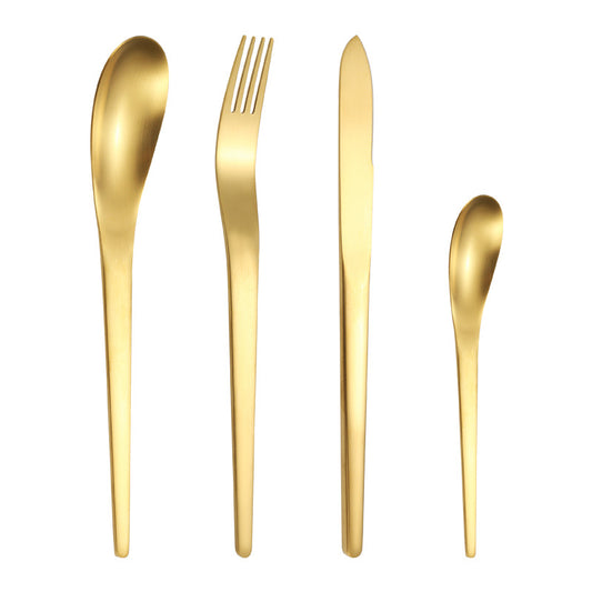 Cross-border 304 stainless steel cutlery set Sanded western food knife, fork and spoon 4-piece set of gold-plated steak cutlery set