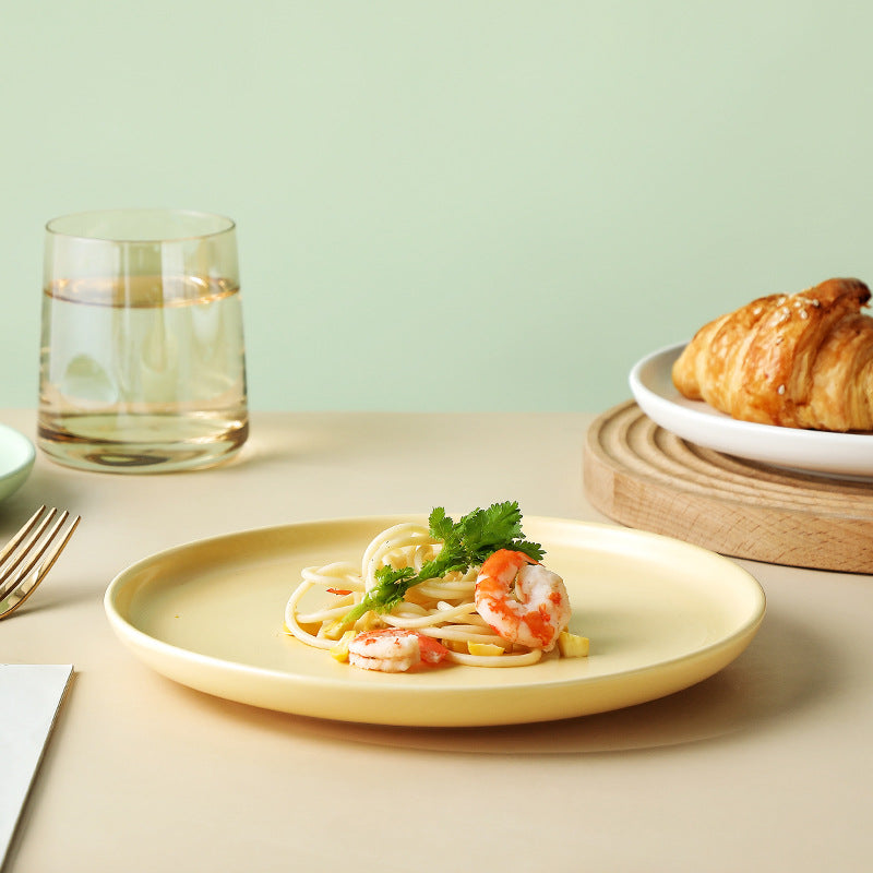 Scandinavian style ceramic flat plate, home shallow plate, western plate, steak plate, pizza plate, pasta pasta plate, bread plate