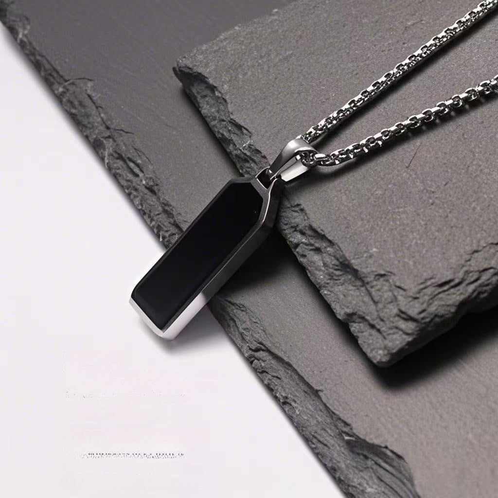 Amazon hot sale new simple black dripping stainless steel necklace male hip hop niche versatile sweater chain wholesale