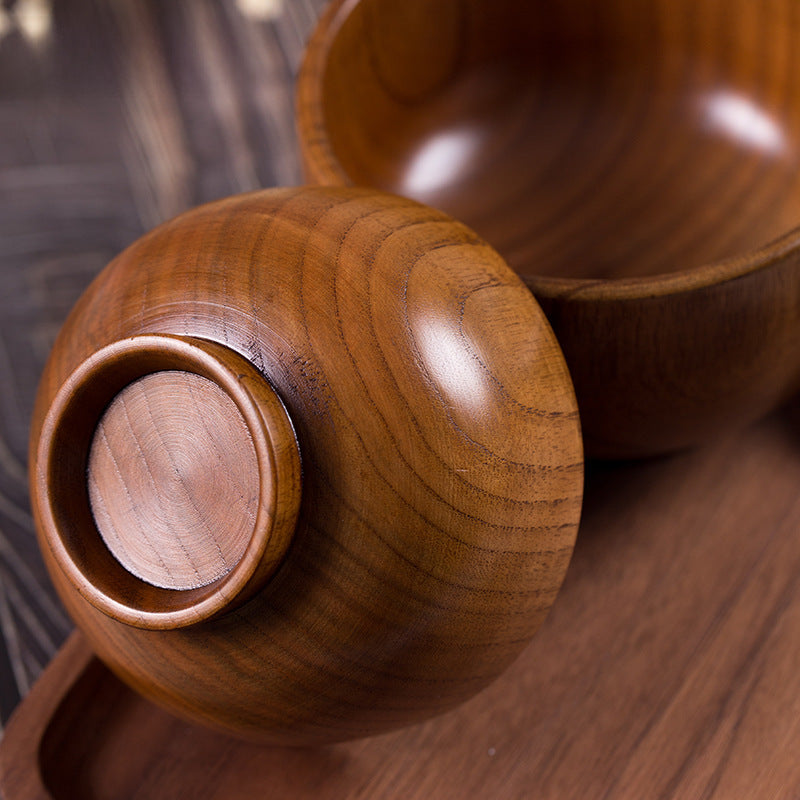 Japanese sour jujube wood bowl adult children's wooden bowl solid wood bowl instant noodle bowl home tableware factory direct sales