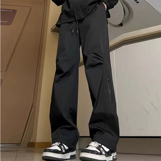 American retro cargo pants, men's high street trendy outdoor waterproof hiking pants, straight-leg loose casual long pants