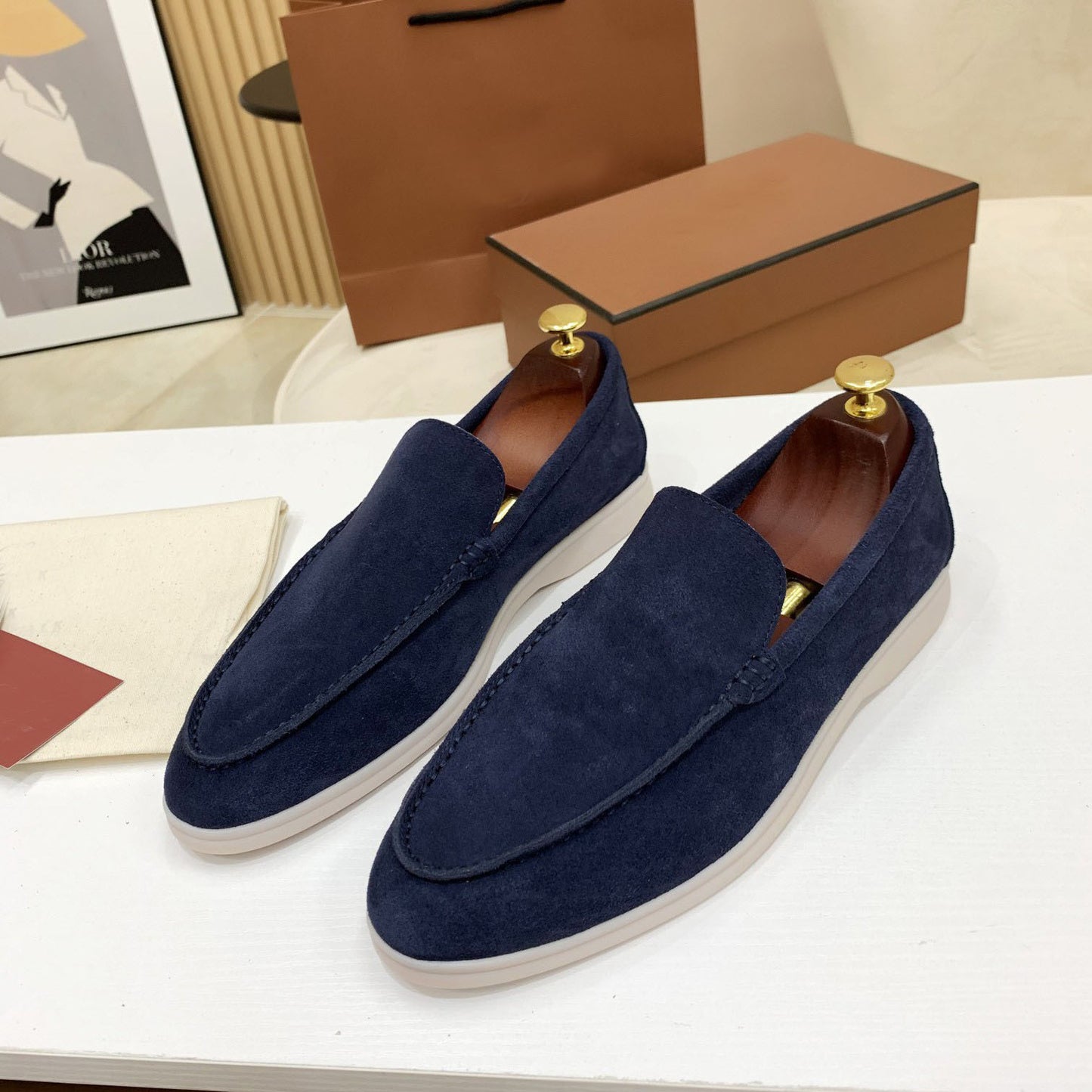 High men's leather beanie shoes, slip-on flat casual shoes, loafers, women's plus size shoes