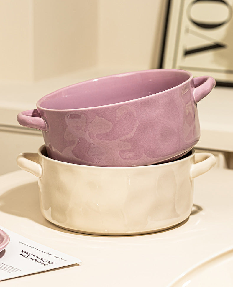 Binaural soup bowl household big bowl with lid high-quality deep noodle bowl soup pot large ceramic drink soup soup 2023 new