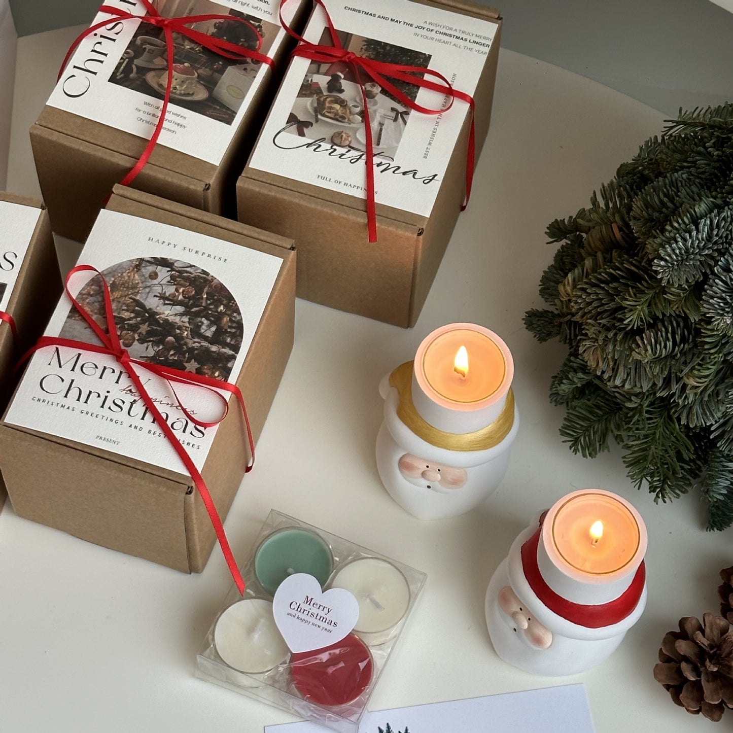 Hand painted Santa Claus plaster candle holder, tea wax scented candle, Christmas candle, holiday souvenir, photo props