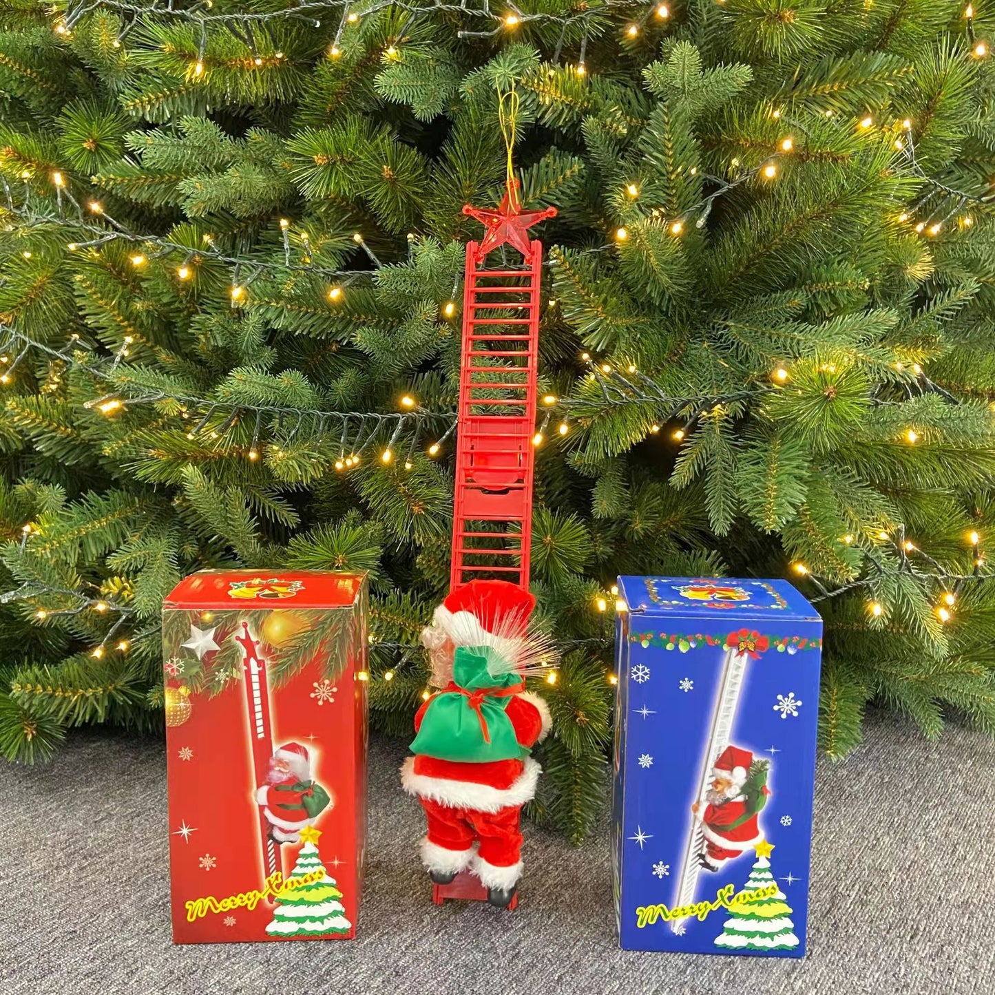 Cross-border Christmas decoration electric climbing ladder Santa Claus climbing beads Santa Claus children's gift shopping mall decoration