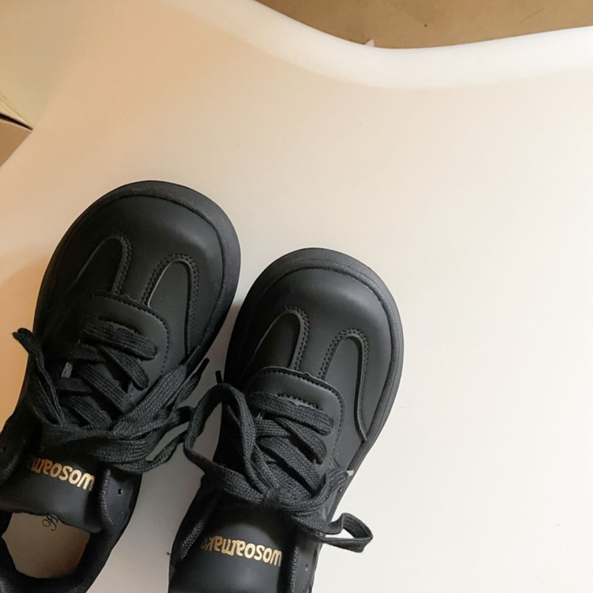 Korean version of black board shoes women's 2025 spring new platform soled casual shoes sports small white shoes versatile sports bread shoes