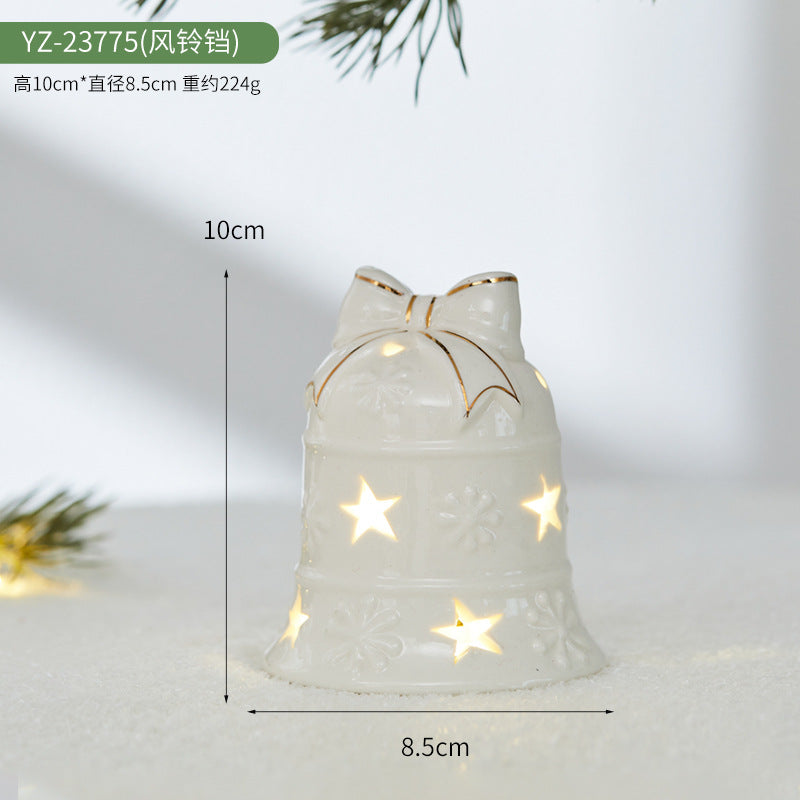 Christmas Ceramic Luminous Christmas Tree Cottage Tabletop Home Ceramic Ornaments Scene Arrangement Props Christmas Gifts