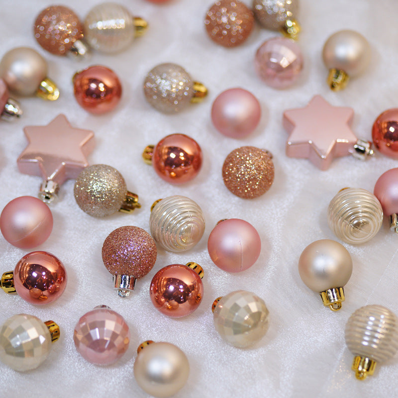 Christmas tree ornaments 3cm light gold Christmas balls 33 pcs Internet celebrity color matching pendant Christmas combination ball