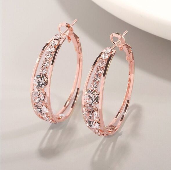 Cross-border explosive products European and American diamond inlaid women's earrings Large circle earrings earrings ear jewelry manufacturers wholesale