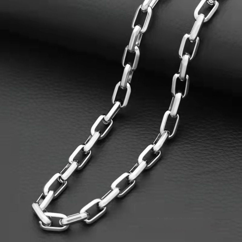 Explosive titanium steel men's handmade Cuban necklace square chain thickened stainless steel chain metal necklace jewelry necklace