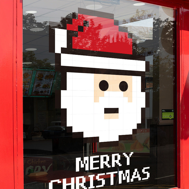 Christmas Santa Claus push door glass sticker electrostatic sticker shopping mall window scene layout decoration the whole window grille