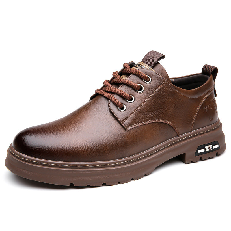 Autumn new men's handmade online business casual leather shoes men's retro workwear big toe lace-up breathable leather shoes for men