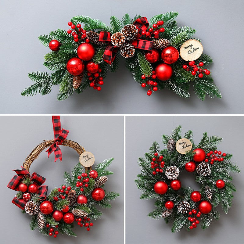 Cross-border Christmas decoration Christmas tree wreath rattan horn door hanging wall hanging hotel mall pendant wreath