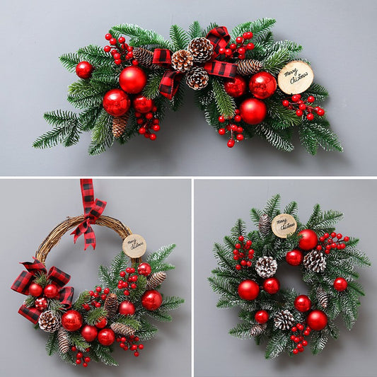 Cross-border Christmas decoration Christmas tree wreath rattan horn door hanging wall hanging hotel mall pendant wreath