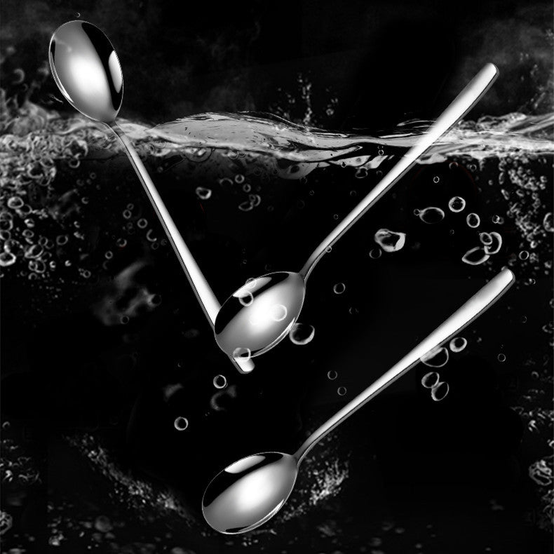 Korean style spoon 304 stainless steel spoon thickened stirring ice spoon coffee spoon household meal spoon factory wholesale