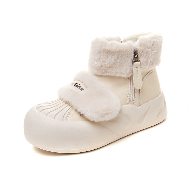 High-top shoes platform soles increase the height of the furry fashion dad shoes women's 2025 new super popular Korean version of student sports shoes