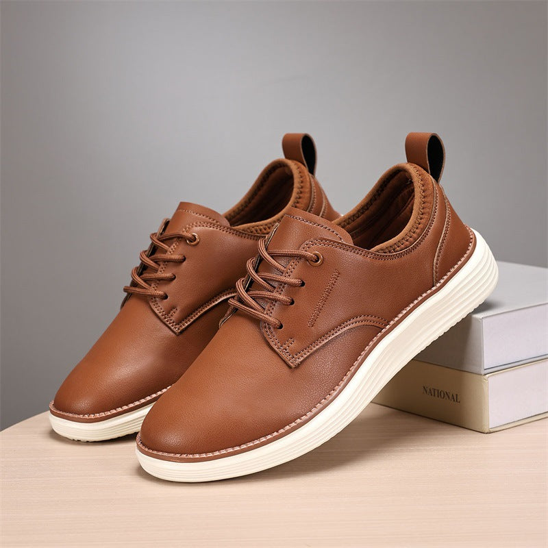 2025 cross-border explosive plus size 47 leather British versatile business casual leather shoes lightweight soft-soled hairstylist men's shoes