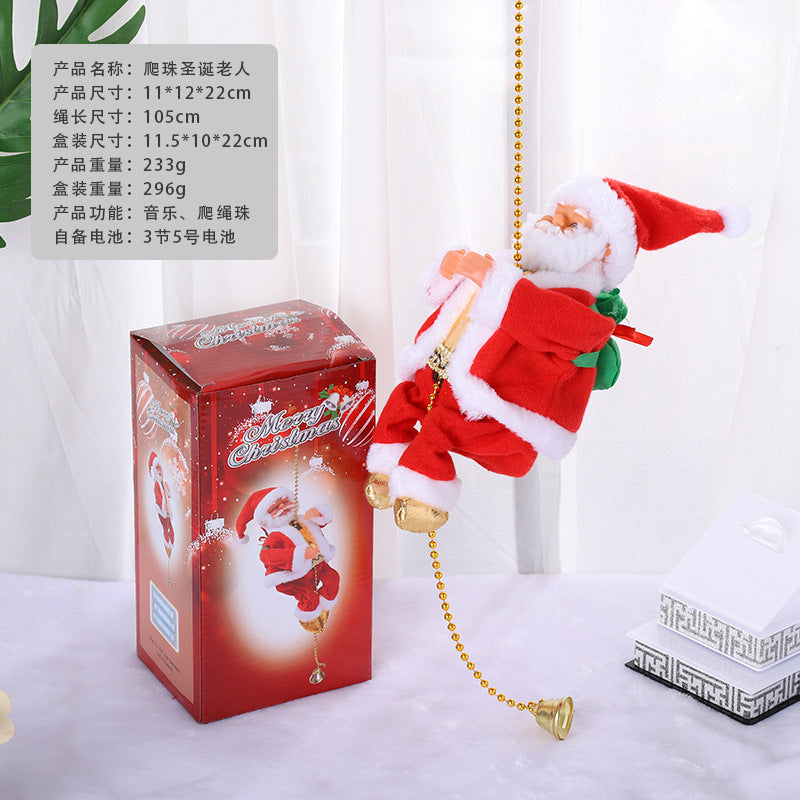 Climbing beads Santa music electric doll climbing rope old man Christmas gift gift Christmas decorations