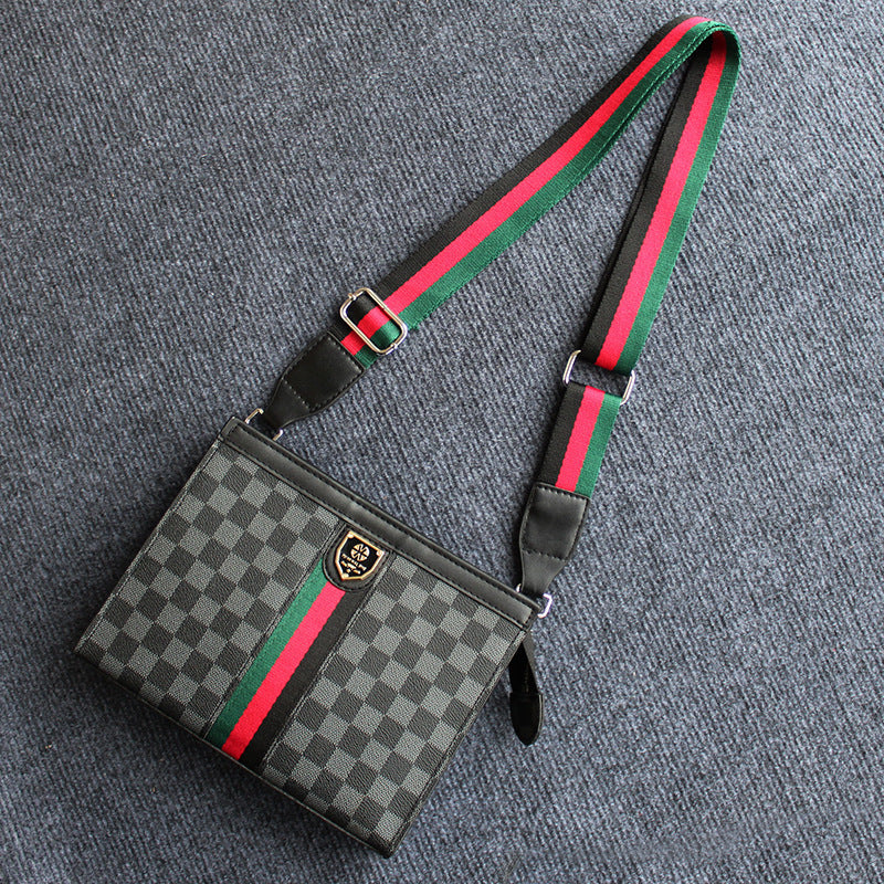 2024 New Crossbody Bag Men's Business Hard Shoulder Bag Large Capacity Plaid Tide Bag Multifunctional Men's Bag Handbag Women