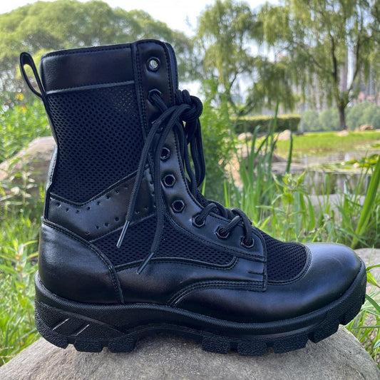 Ultralight mountaineering men's spring, summer, autumn, breathable mesh training boots, high-top outdoor overalls, male security guard boots